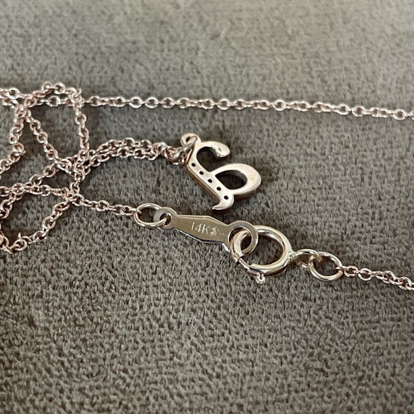 Solid Stamped 14K Rose Gold Natural Diamond Initial Letter a Pendant Necklace - Picture 11 of 12